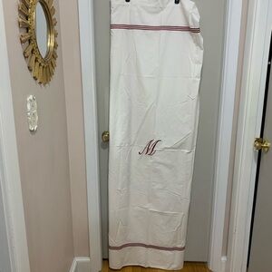 Ballard Design Monogram shower curtain with Red border